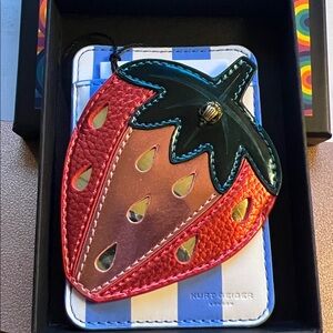 Kurt Geiger London Eagle Head Stripe Strawberry Magnetic Card Case::NWT:: 🍓